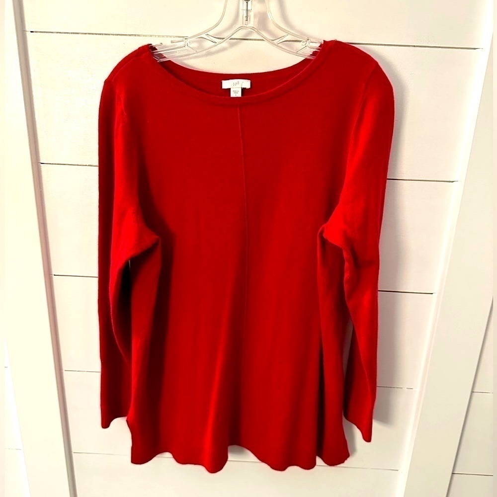 J Jill Woman knit long sleeve sweater L Red Cotton coastal grandma old money